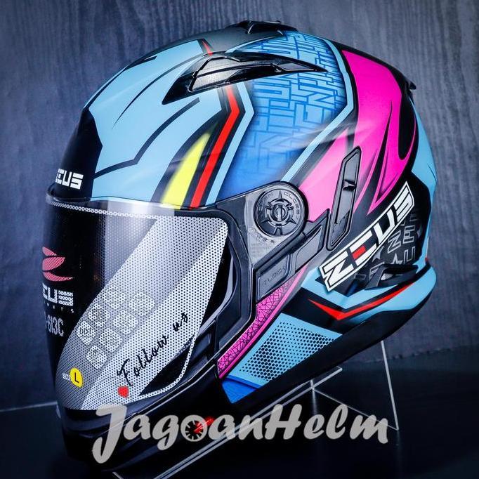 Termurah Zeus Helm Zs613C Aj11 Modular | Matt Black Blue | Zs613 C Muzzle