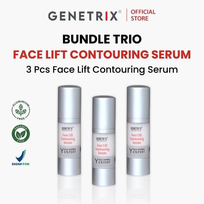 [BUNDLE 3In1] Genetrix F Lift Contouring Serum 30 ml - serum pipi tirus, serum penghilang double chi