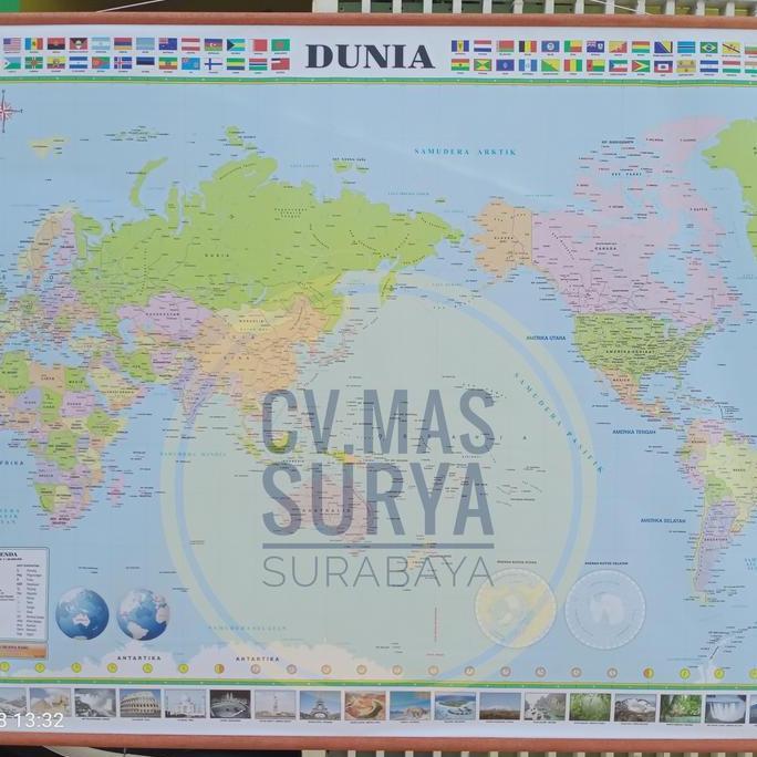 Peta Bingkai Dunia Ukuran Besar Ready