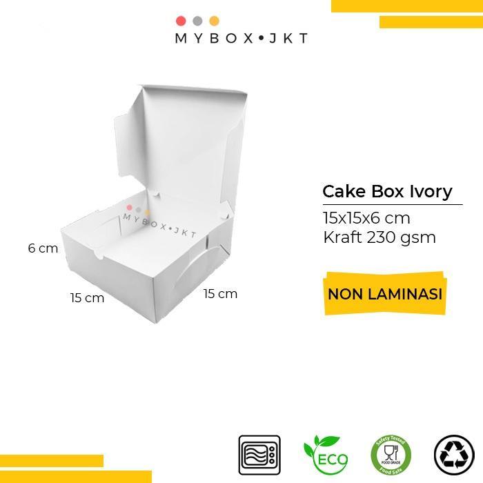 Box Dus Kotak Kue Pizza Nasi 15X15X6 Ivory Putih
