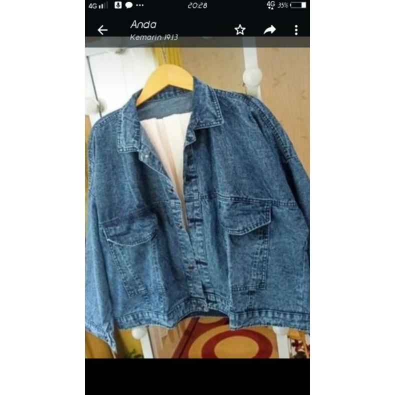 PROMO Jaket Jeans jumbo Wanita Oversize Jumbo Alma Jaket Bigsize Ld 130