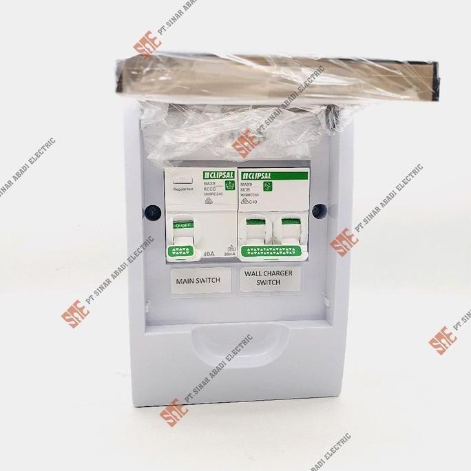 Box Panel Clipsal By Schneider EV Wall Charger TYPE A Up to 7kw 7.3kw RCCB 40A + MCB 2P + Box Larkin