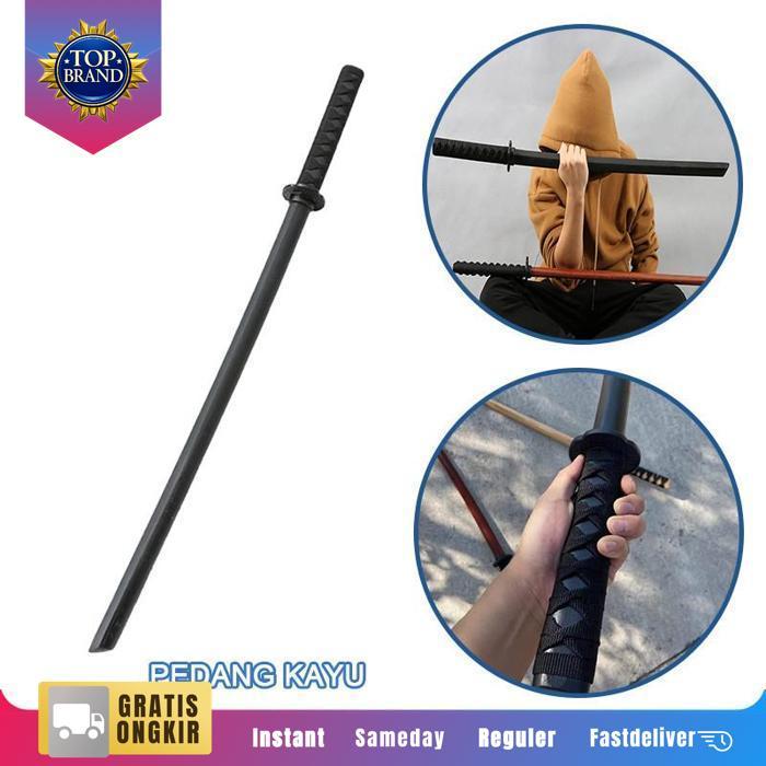 Pedang Katana Samurai Kayu 100Cm Pedang Kayu Mainan Alat Peraga Cosplay Original