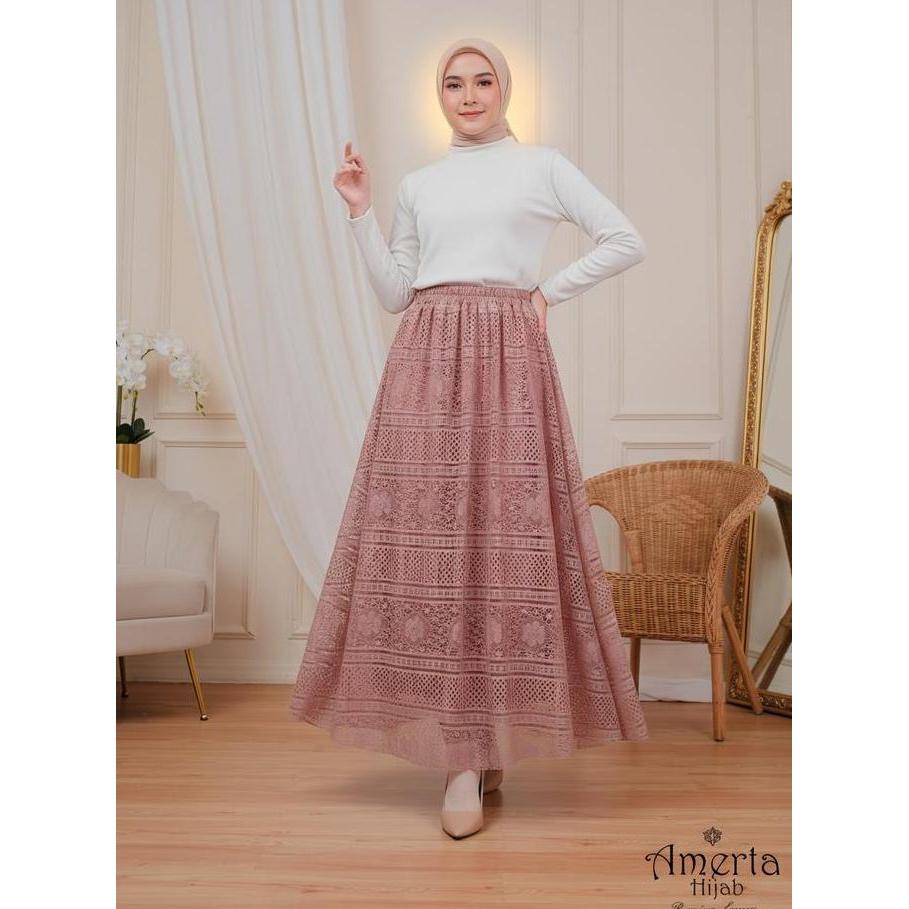 Malika Skirt - ROK Tutu BRUKAT MAYUNG Panjang Muslim Elegan Nyaman - Bawahan Wanita Dewasa Maxi Casu