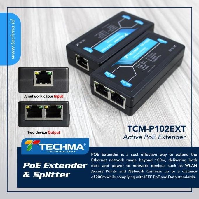 TERBARU - Techma 1 to 2 Aktip PoE Extender & Splitter