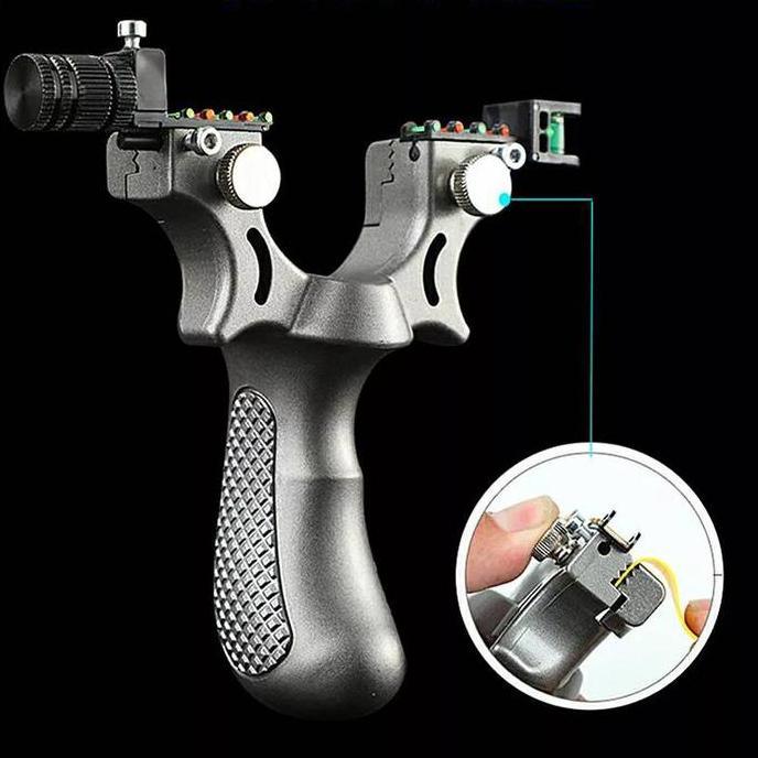 KETAPEL GREYHOUND FLATBAND SLINGSHOT WITH LED OPTIC SCOPE HARD RESIN murah