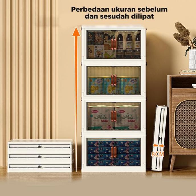 SYLVETI Inaso Container Box Lipat Lemari Susun Plastik Serbaguna Lemari Pakaian Lipat Box Baju Susun