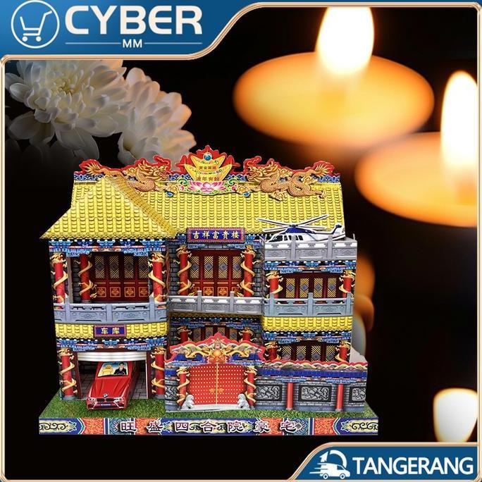COLOCAS 35*28*18CM Rumah Kertas Cengbeng Cheng Beng Kertas Rumah Kertas Sembahyang Leluhur Rumah Ker