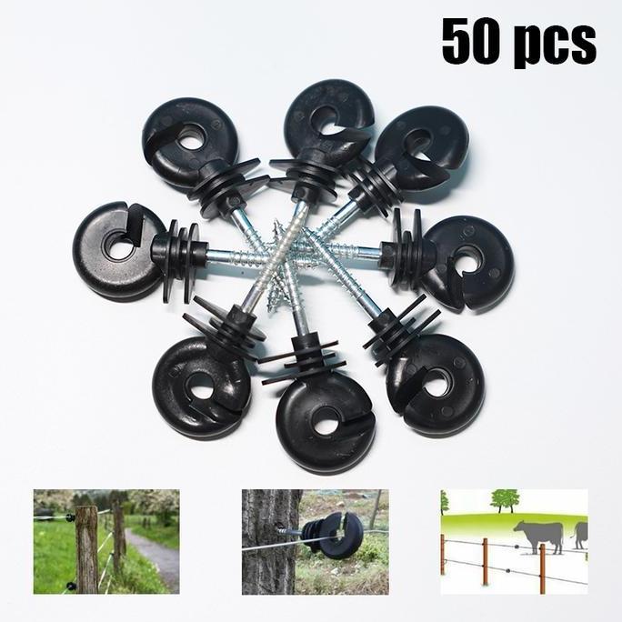 RGPOTZ 50 pcsRing insulator untuk jalur kawat pagar listrik kejut Ring Insulator Jalur Kawat Pagar L