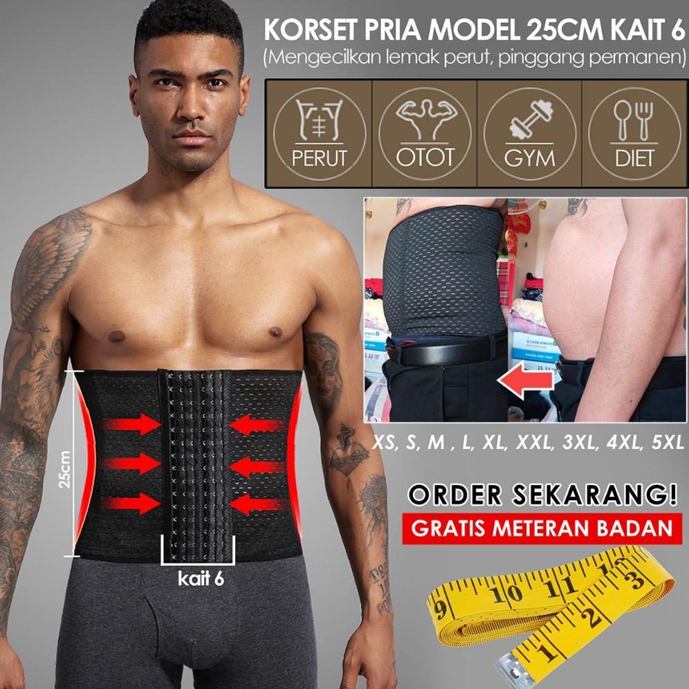 Korset Pria Labodyshape Pelangsing Perut Buncit dan Pinggang model 25cm kait 6 elastis pengecil peru