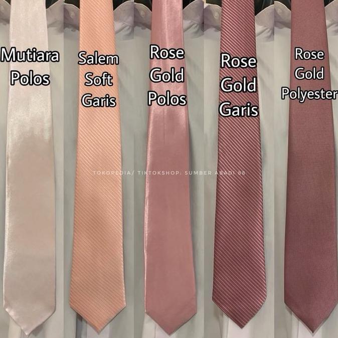 Dasi Pria Ikat Manual Warna Pink Rose Gold Salem Soft Rosegold Fuschia Magenta Dewasa Panjang Polos 
