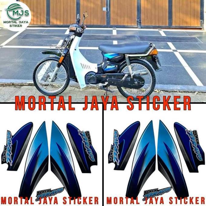 STIKER STRIPING LIS LES BODY SUZUKI BRAVO RC100 1998 1999 2000 HITAM BIRU Motorcycle