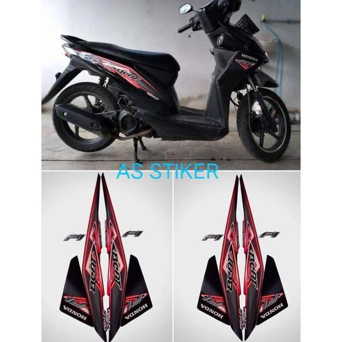 Stiker striping motor beat PGM Fi 2013 hitam full body original