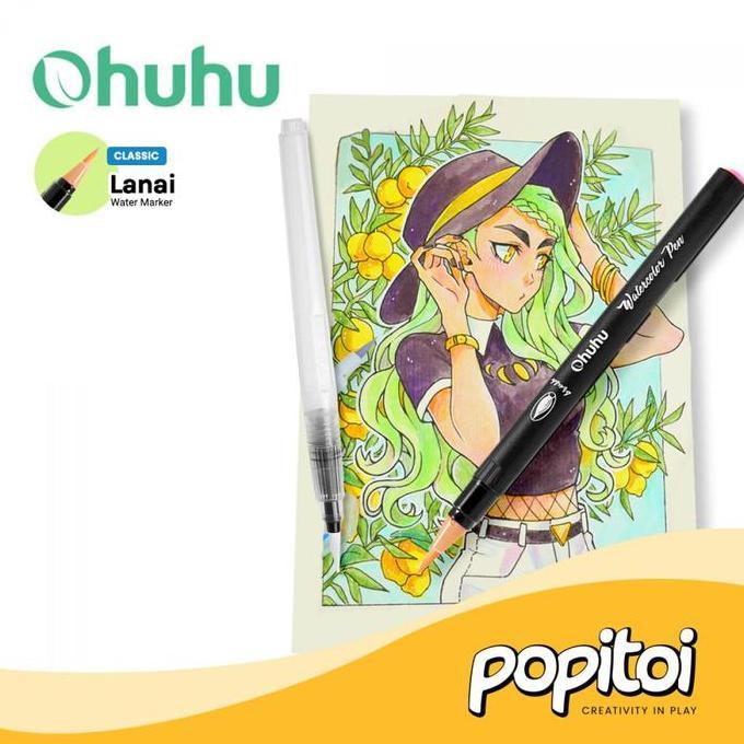 Persasiunah - Ohuhu Lanai 24 Colors Watercolor Brush Pen Markers Spidol Kuas Warna Warni