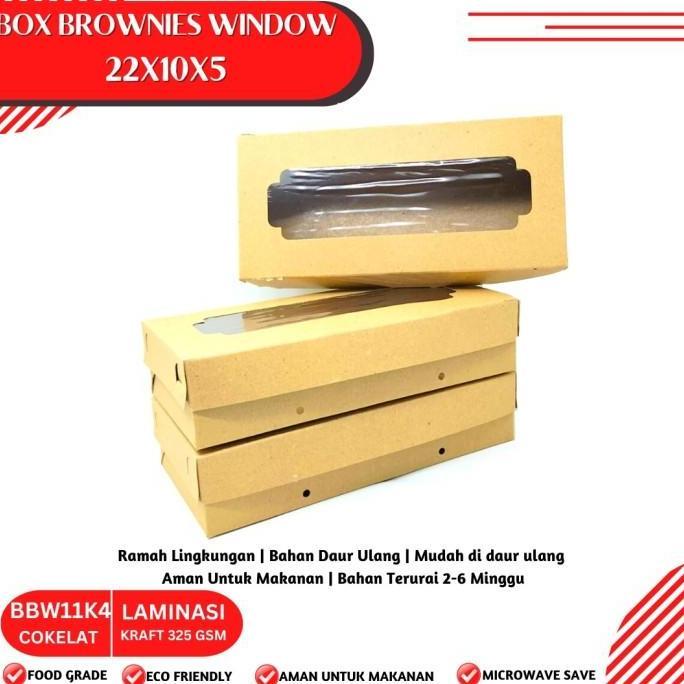 Ver- [20 Pcs] Dus Brownies 22X10 / Dus Kaca Window Brownies / Box Brownies Motif / Bbw11K4