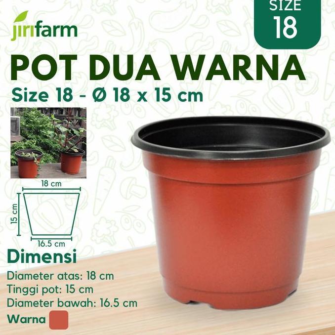 Pot Murah / Pot Plastik Dua Warna Gpf180 Dim Atas 18Cm X Tinggi 15Cm Allshop