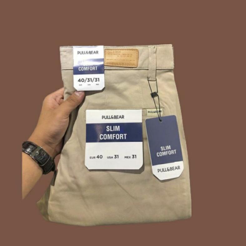 BIG PROMO Pull & Bear celana chino pria slim fit stretch premium import original branded clana katun
