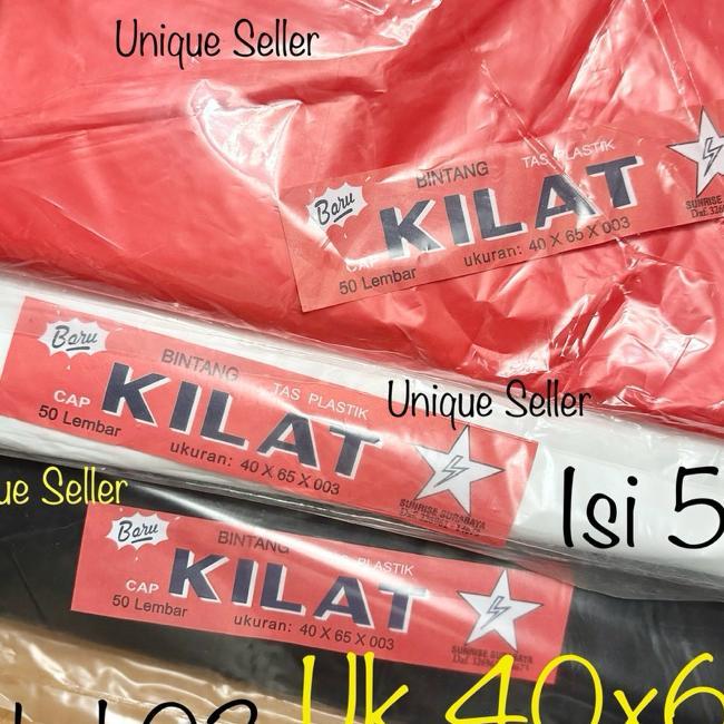 Kresek Bintang Kilat 40X65 Tebal 03 Isi 50 Pcs Kantong Plastik Kresek 40 X 65 Cm Merah Hitam Putih