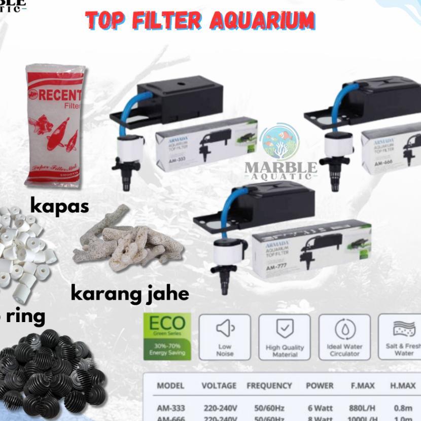 Paket Lengkap Top Filter Box Filter Atas Low Watt Kecil Sedang Besar Jumbo Untuk Aquarium Tank 30-10