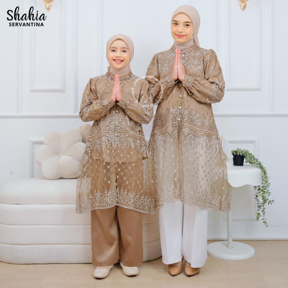 wajib punya shahia servantina - selena oneset setelan celana anak perempuan tunik couple mom & kids