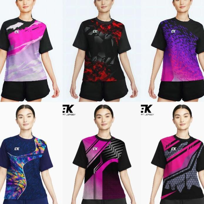 Kaos Dan Setelan Badminton Wanita 1 Set Baju Voli Wanita Baju Senam Cewek Kaos Bulutangkis Cewek Jer