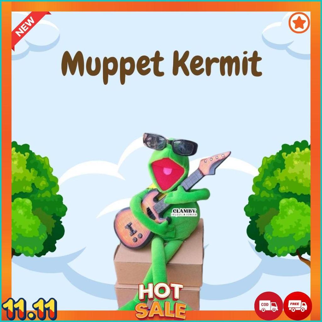 Boneka Muppet Karakter Frog Kermit Boneka Dongeng Boneka Edukasi Dongeng Mainan Anak [J6]