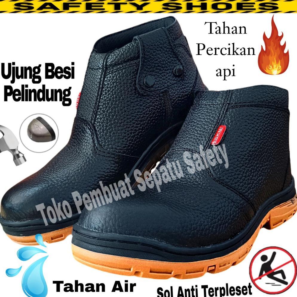 Grade Ori Sepatu Safety Kerja Plat Besi Tahan Tusukan   Anti Slip Boots King Skn Kulit Sapi Asli  Ta