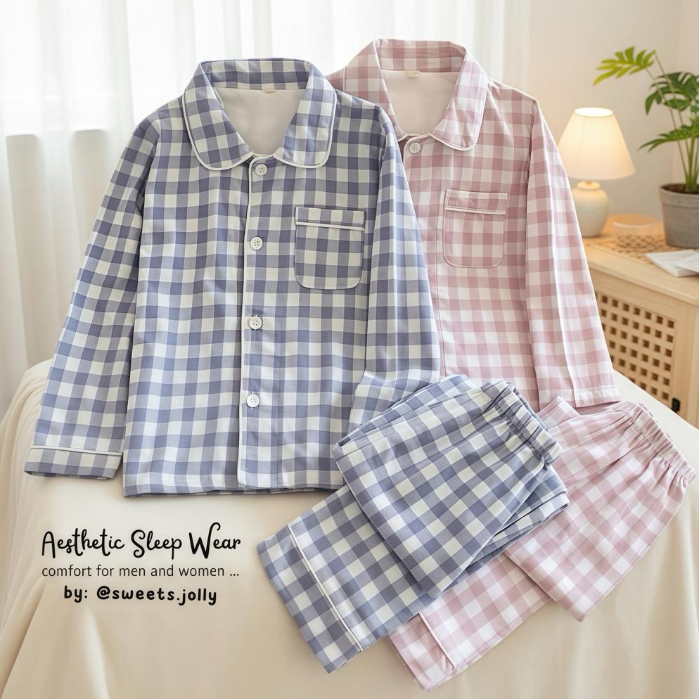 BEST SALE AESTHETIC PIYAMA / UNISEX ALL SIZE / BAJU TIDUR SET / PIJAMA /  PIYAMA POLYESTER / PIYAMA 