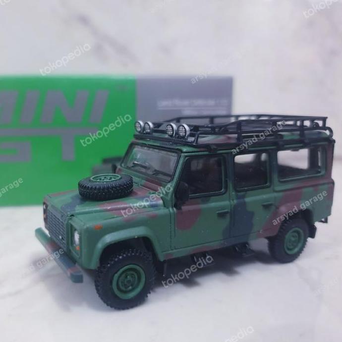 DIECAST MINI GT LAND ROVER DEFENDER 110 MILITARY CAMOUFLAGE NO 237 AG27