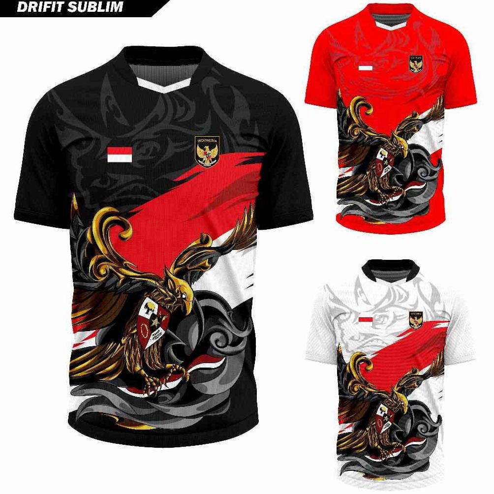 Jersey Olahraga Garuda Merah Putih Baju Futsal Kaos Voli Atasan Badminton Running