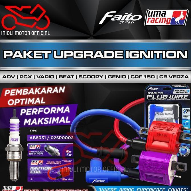 PAKET UPGRADE BUSI IRIDIUM KABEL COP BUSI COIL INJEKSI UMA RACING FAITO BEAT SCOOPY GENIO SPACY VARI
