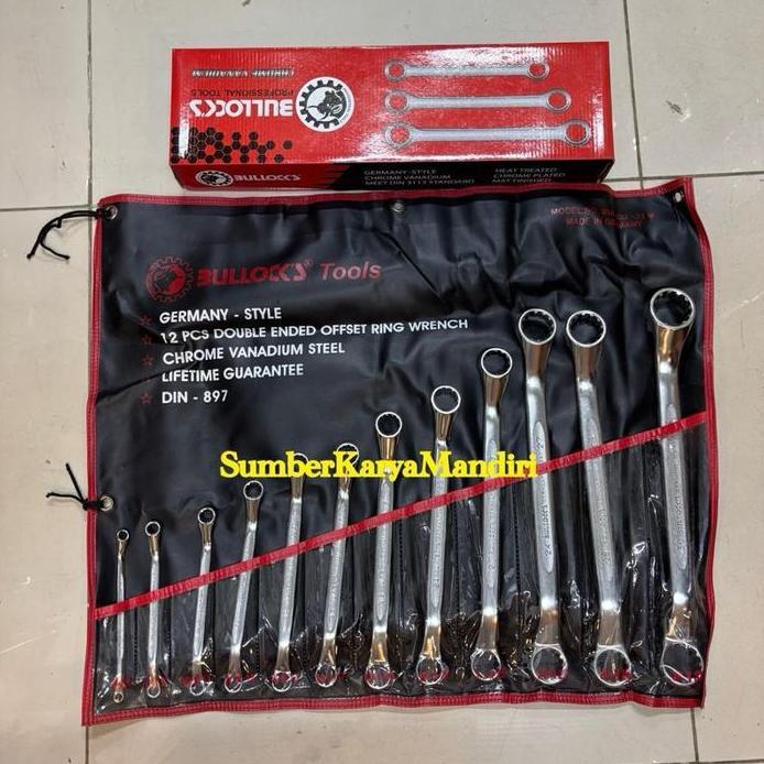 Ready Kunci Ring - Ring Anti Slip Bullock MM 6-32MM (12Pcs) / Bullock Anti Slip Offset Ring Wrench S