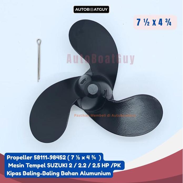 Propeller 58111-98452 ( 7 1/2 x 4 3/4 ) Mesin Tempel SUZUKI 2 / 2.2 / 2.5 HP /PK Kipas Baling-Baling