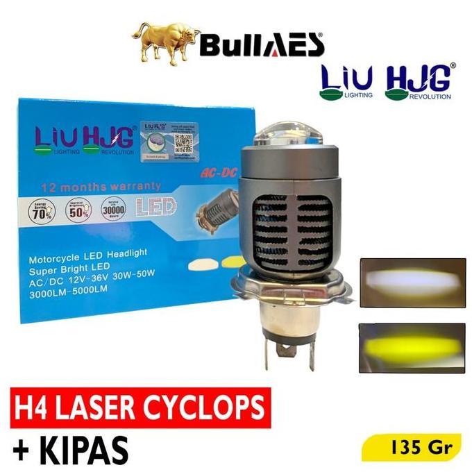 Lampu Led H4 LASER Hi Loo Beam H4 Cyclops Kipas 30 Watt HJG