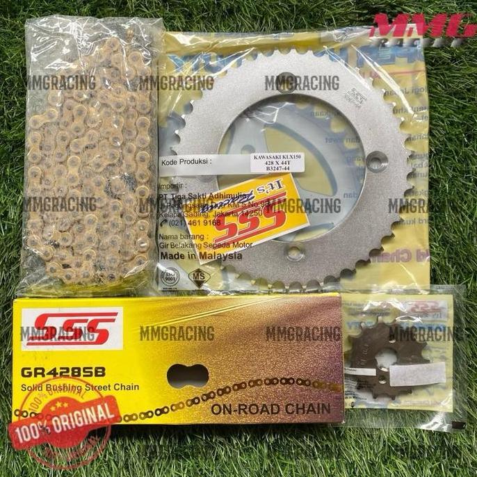 Grosir Original Gear Sss Set 428 + Rantai Sss 428 Sb Untuk Motor Klx150, Klx150S, Klx150 Supermoto, 
