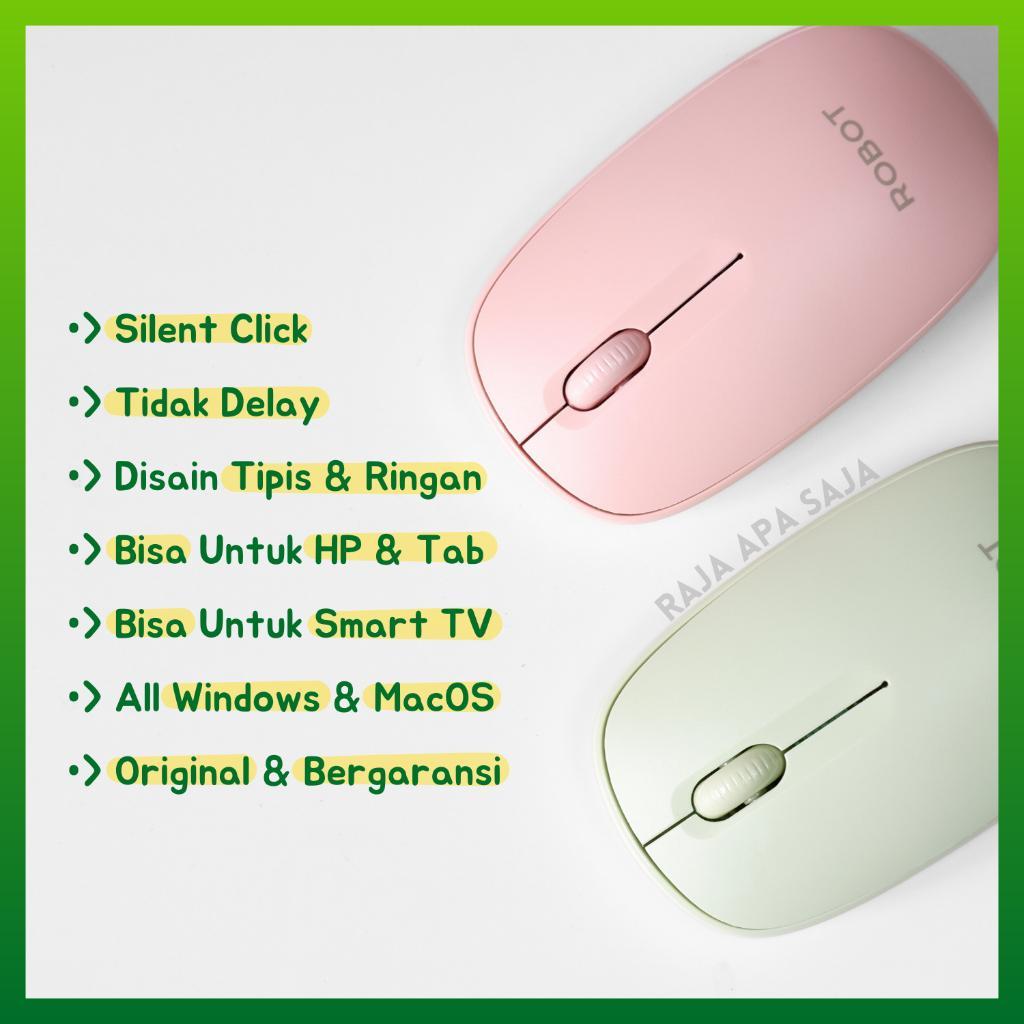 Mouse Wireless Robot Untuk Hp Tab Laptop Pc Komputer Bluetooth Office Kantor Tanpa Kabel Pink M260