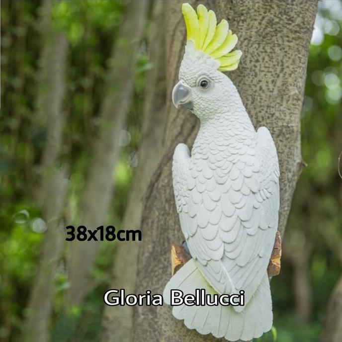 PATUNG PAJANGAN BURUNG KAKATUA DINDING GANTUNG TAMAN POHON KAKA TUA