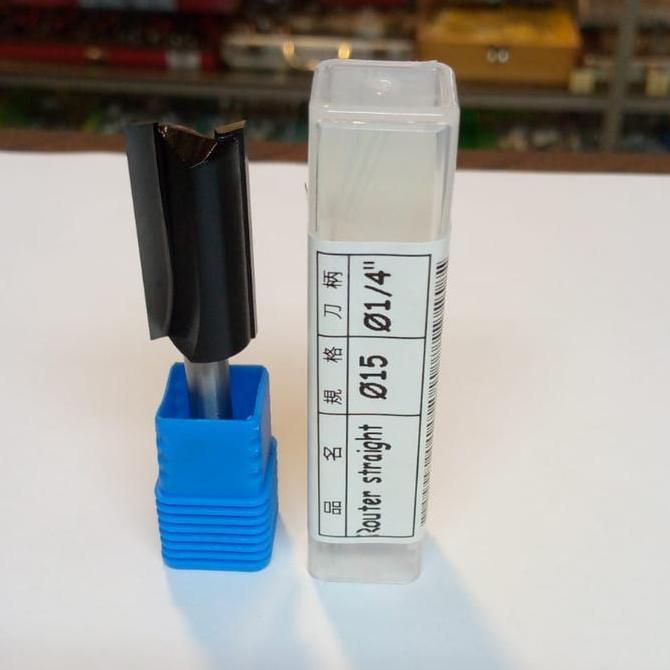 Baru mata profil kayu lurus straight bit 15mm mata router trimer 1/4"x15mm smt113 Kualitas Baik