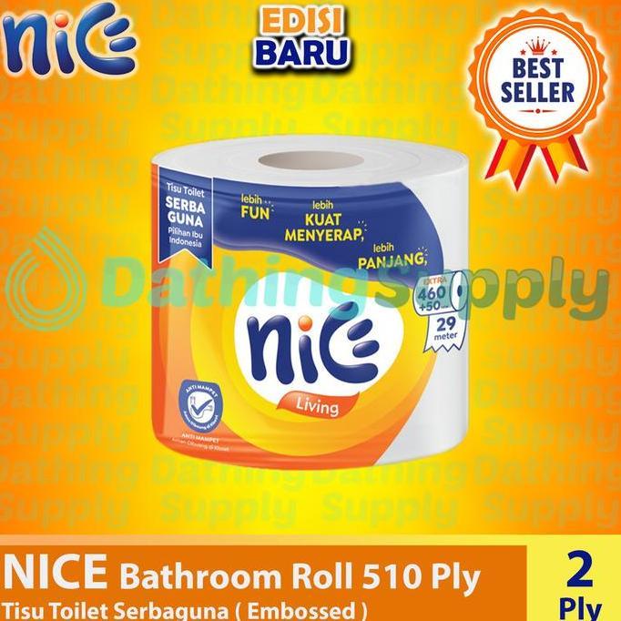 ( PAKET 12 Roll ) Tissue NICE Elegant Toilet Roll 460+50 Ply / Tisu Bathroom Kecil / Kemasan Steril