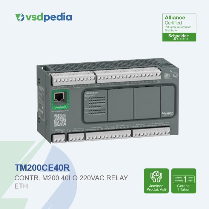 SCHNEIDER PLC EASY MODICON PROGRAMMABLE LOGIC CONTROLLER M200 40 I/O 220VAC RELAY ETHERNET TM200CE40