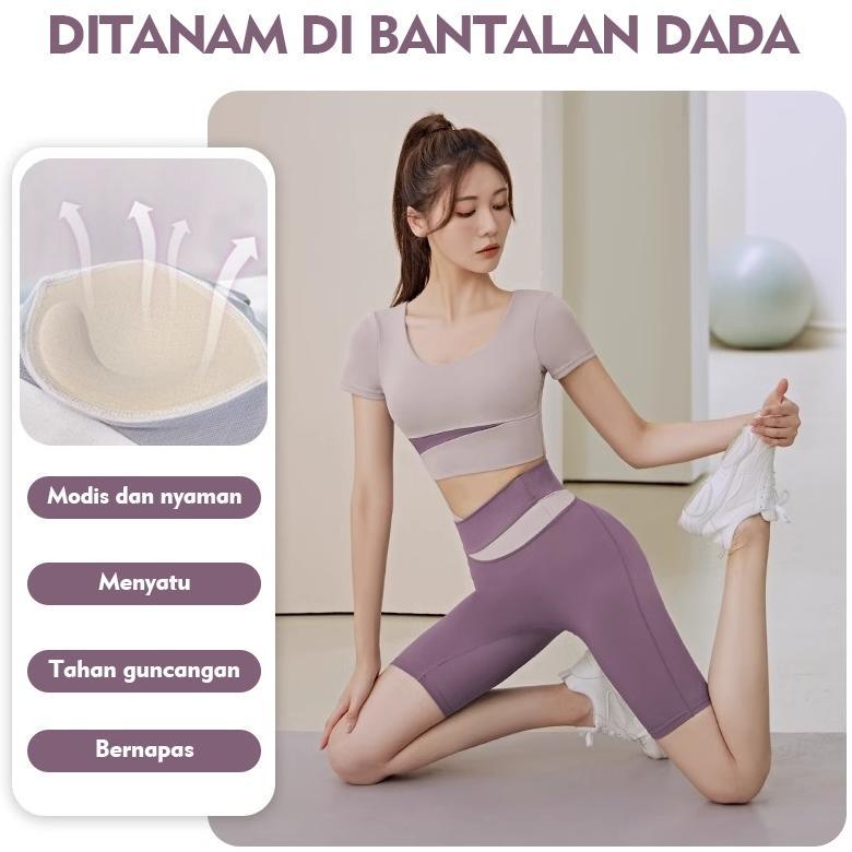 NEW Setelan Baju Olahraga Wanita (Kaos Bra + Legging Panjang) YF055
