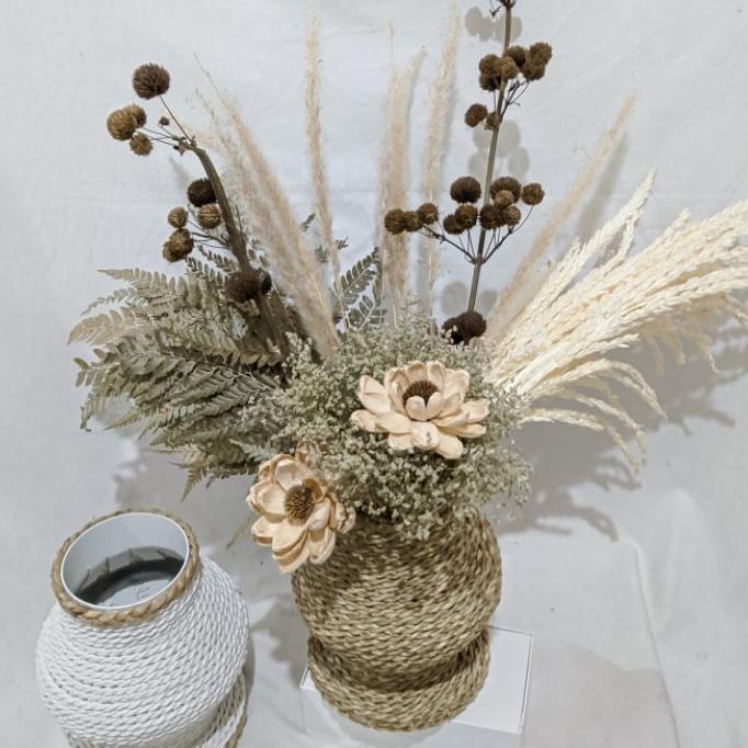 Set Bunga Aesthetic, Vas Aesthetic, Vas Bunga, Vas Bunga Kering , Aesthetic Dried Flower