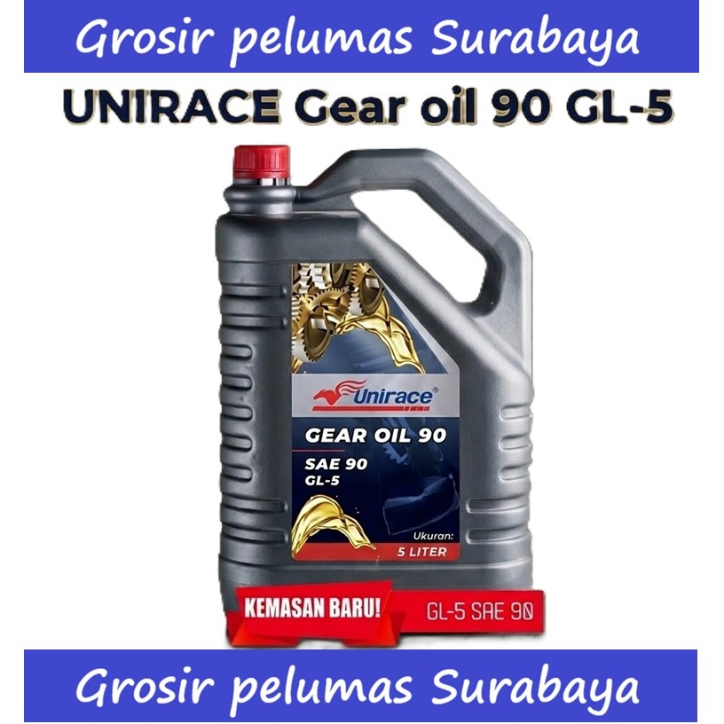 Galon 5Liter UNIRACE Gear oil 90 GL-5 GL5 Oli gigi Transmisi Manual Traktor Forlift Truk molen motor