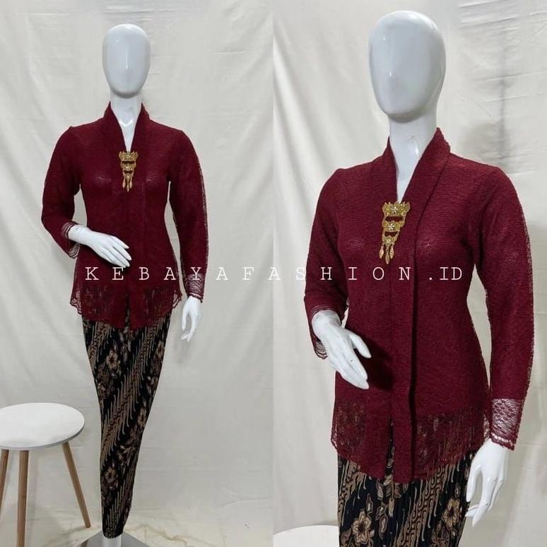 BEST DEALS SETELAN KEBAYA FLOY BROKAT LENGAN PANJANG / BAJU KEBAYA KARTINI WISUDA KONDANGAN MODERN /