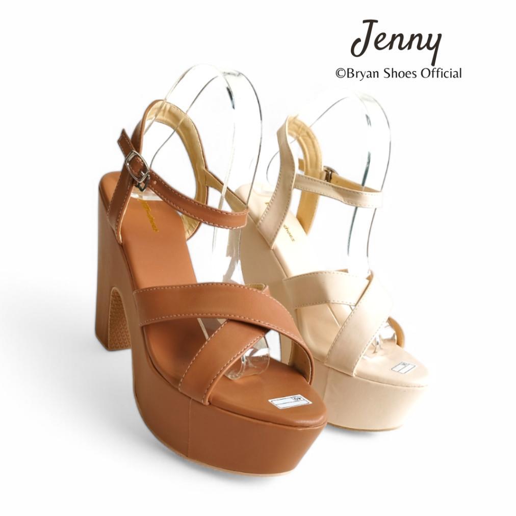 Discount Jenny High Heels Wanita 12cm Platform Tebal Sepatu Pesta Kondangan Elegan Hitam Putih Merah