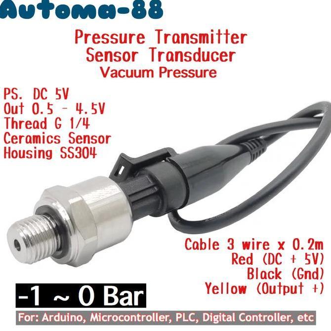 NEGATIVE PRESSURE SENSOR -1 ~ 0 BAR -1BAR VACUUM TRANSDUCER DC 5V SIAP KIRIM