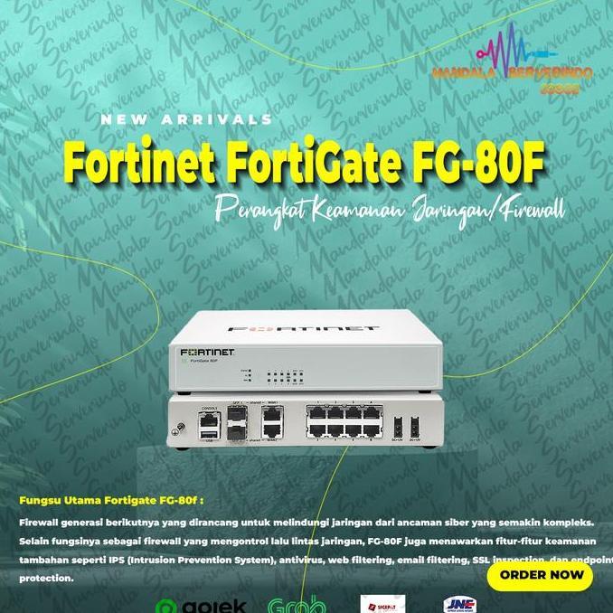 Fortinet FortiGate FG-80F Perangkat Keamanan Jaringan/Firewall
