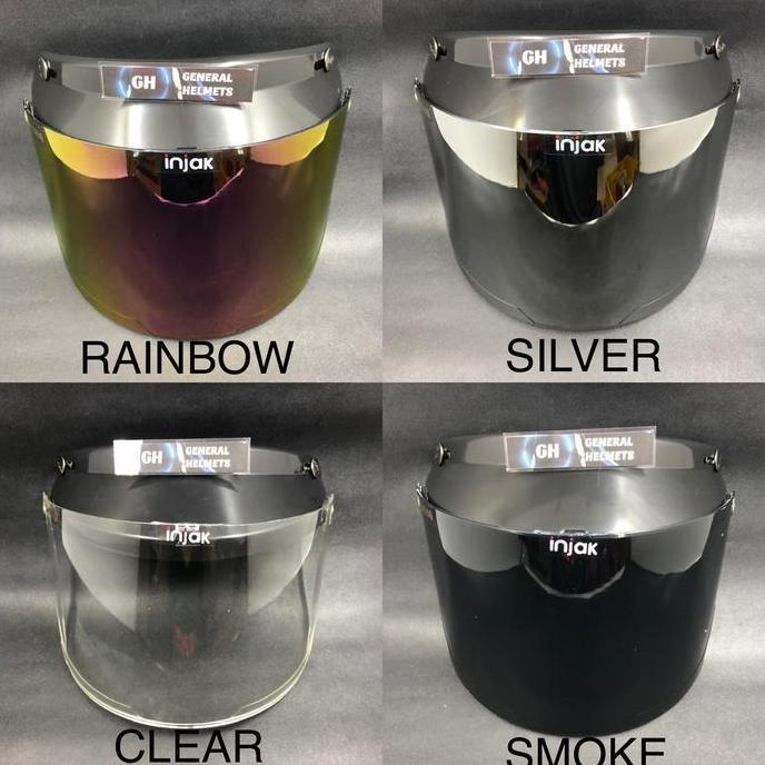 KACA HELM RETRO DATAR FLAT RAINBOW SILVER CLEAR SMOKE BOGO INJAK COATING KS