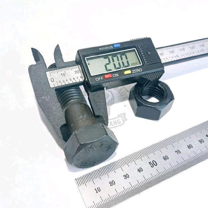 Baut Mur Baja 8.8 Kunci 30 M20X250 Ht Setengah Drat Panjang 25Cm, Baut Mur Baja Kunci 30 Panjang 25C