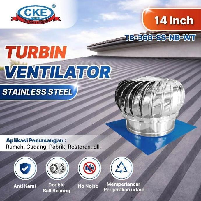 Turbin Ventilator 14 Inch Turbine Roof Ventilasi Atap Rumah Pabrik 14"
